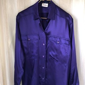 ESCADA Purple Silk Button Up Blouse